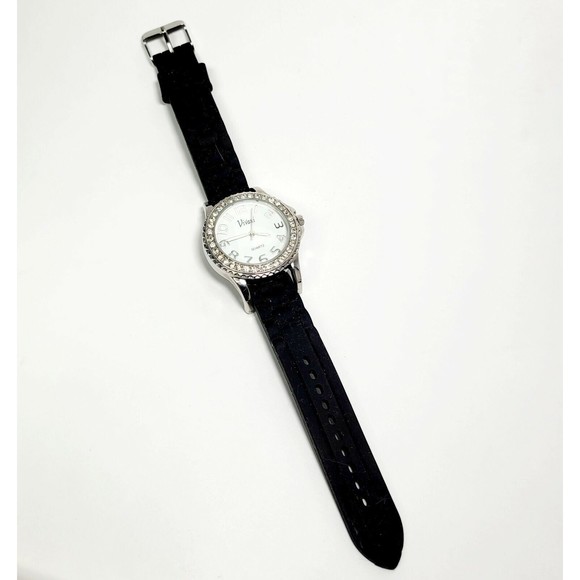 Vivani Womens Watch Rhinestone Crystal Face Rubber Band New Battery Works Great! - Picture 10 of 12
